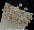 VeroniQ Trends-Royal Kundan Polki With CZ Stone Choker Necklace Polki-Gold Plated-Wedding Jewelry-Punjabi Jewelry-South Indian-Thappa Jewelry