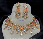 VeroniQ Trends-Elegant Gold Plated Kundan Polki Choker Necklace Kundan-Gold Plated-Wedding Jewelry-Punjabi Jewelry-South Indian-Thappa Jewelry