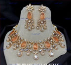 VeroniQ Trends-Royal Kundan Polki With CZ Stone Choker Necklace Polki-Gold Plated-Wedding Jewelry-Punjabi Jewelry-South Indian-Thappa Jewelry