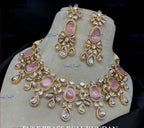 VeroniQ Trends-Royal Kundan Polki With CZ Stone Choker Necklace Polki-Gold Plated-Wedding Jewelry-Punjabi Jewelry-South Indian-Thappa Jewelry