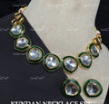VeroniQ Trends-Cocktail Party Green Carved Kundan Polki Necklace Polki-Gold Plated-Wedding Jewellery-Punjabi Jewellery-South Indian-Thappa Jewellery