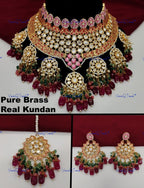 VeroniQ Trends-Traditional Bridal Gold Plated Meenakari Kundan Polki Choker Necklace Kundan-Gold Plated-Wedding Jewelry-Punjabi Jewelry-South Indian-Thappa Jewelry