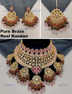 VeroniQ Trends-Traditional Bridal Gold Plated Meenakari Kundan Polki Choker Necklace Kundan-Gold Plated-Wedding Jewelry-Punjabi Jewelry-South Indian-Thappa Jewelry