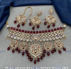 VeroniQ Trends-Traditional Rajasthani Bridal Gold Plated Beaded Kundan Polki Choker Necklace Polki-Gold Plated-Wedding Jewelry-Punjabi Jewelry-South Indian-Thappa Jewelry