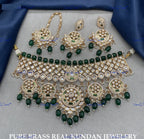 VeroniQ Trends-Traditional Rajasthani Bridal Gold Plated Beaded Kundan Polki Choker Necklace Polki-Gold Plated-Wedding Jewelry-Punjabi Jewelry-South Indian-Thappa Jewelry