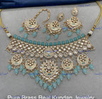 VeroniQ Trends-Traditional Rajasthani Bridal Gold Plated Beaded Kundan Polki Choker Necklace Polki-Gold Plated-Wedding Jewelry-Punjabi Jewelry-South Indian-Thappa Jewelry