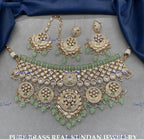 VeroniQ Trends-Traditional Rajasthani Bridal Gold Plated Beaded Kundan Polki Choker Necklace Polki-Gold Plated-Wedding Jewelry-Punjabi Jewelry-South Indian-Thappa Jewelry
