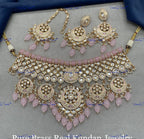 VeroniQ Trends-Traditional Rajasthani Bridal Gold Plated Beaded Kundan Polki Choker Necklace Polki-Gold Plated-Wedding Jewelry-Punjabi Jewelry-South Indian-Thappa Jewelry