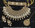 VeroniQ Trends-Traditional Bridal Diamond Look Kundan Polki Choker And Collar Necklace With Maang Tika Earrings Polki-Gold Plated-Wedding Jewellery-Punjabi Jewellery-South Indian-Thappa Jewellery