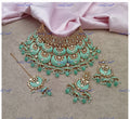 VeroniQ Trends-Elegant Bridal Chandbali Gold Plated Kundan Polki Choker Necklace In Turquoise Blue Color Kundan-Gold Plated-Wedding Jewellery-Punjabi Jewellery-South Indian-Thappa Jewellery