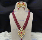 VeroniQ Trends-Traditional Multistrand Gold Plated Beads Kundan Polki Long Necklace Kundan-Gold Plated-Wedding Jewelry-Punjabi Jewelry-South Indian-Thappa Jewelry