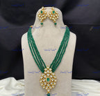 VeroniQ Trends-Traditional Multistrand Gold Plated Beads Kundan Polki Long Necklace Kundan-Gold Plated-Wedding Jewelry-Punjabi Jewelry-South Indian-Thappa Jewelry