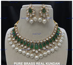 VeroniQ Trends-Pearl High Quality Kundan Polki Necklace Polki-Gold Plated-Wedding Jewelry-Punjabi Jewelry-South Indian-Thappa Jewelry
