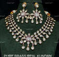 VeroniQ Trends-Floral Design Diamond Look Real Kundan Polki Necklace Polki-Gold Plated-Wedding Jewellery-Punjabi Jewellery-South Indian-Thappa Jewellery
