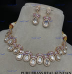 VeroniQ Trends-Cocktail Party Diamond Look Real Kundan Polki Necklace Polki-Gold Plated-Wedding Jewelry-Punjabi Jewelry-South Indian-Thappa Jewelry