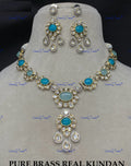 VeroniQ Trends-Elegant Multicolor Stone Kundan Polki Necklace Polki-Gold Plated-Wedding Jewellery-Punjabi Jewellery-South Indian-Thappa Jewellery