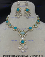 VeroniQ Trends-Elegant Multicolor Stone Kundan Polki Necklace Polki-Gold Plated-Wedding Jewelry-Punjabi Jewelry-South Indian-Thappa Jewelry