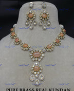 VeroniQ Trends-Elegant Multicolor Stone Kundan Polki Necklace Polki-Gold Plated-Wedding Jewelry-Punjabi Jewelry-South Indian-Thappa Jewelry