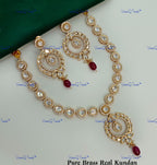 VeroniQ Trends-Royal Single Line Kundan Polki Necklace With CZ Stone Polki-Gold Plated-Wedding Jewelry-Punjabi Jewelry-South Indian-Thappa Jewelry