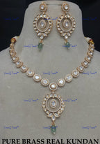 VeroniQ Trends-Royal Single Line Kundan Polki Necklace With CZ Stone Polki-Gold Plated-Wedding Jewelry-Punjabi Jewelry-South Indian-Thappa Jewelry