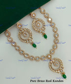 VeroniQ Trends-Royal Single Line Kundan Polki Necklace With CZ Stone Polki-Gold Plated-Wedding Jewelry-Punjabi Jewelry-South Indian-Thappa Jewelry