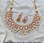 VeroniQ Trends-Tradiotional Gold Plated Pearl Kundan Polki Choker Necklace Kundan-Gold Plated-Wedding Jewelry-Punjabi Jewelry-South Indian-Thappa Jewelry