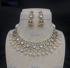 VeroniQ Trends-Tradiotional Gold Plated Pearl Kundan Polki Choker Necklace Kundan-Gold Plated-Wedding Jewelry-Punjabi Jewelry-South Indian-Thappa Jewelry