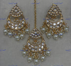 VeroniQ Trends-Traditional Kundan Polki Earrings And Maang Tika Polki-Gold Plated-Wedding Jewelry-Punjabi Jewelry-South Indian-Thappa Jewelry