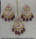 VeroniQ Trends-Traditional Kundan Polki Earrings And Maang Tika Polki-Gold Plated-Wedding Jewelry-Punjabi Jewelry-South Indian-Thappa Jewelry