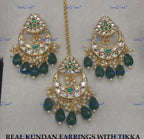 VeroniQ Trends-Traditional Kundan Polki Earrings And Maang Tika Polki-Gold Plated-Wedding Jewelry-Punjabi Jewelry-South Indian-Thappa Jewelry