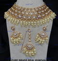VeroniQ Trends-Bridal Diamond Look Kundan Polki And Pearl Choker Necklace Polki-Gold Plated-Wedding Jewellery-Punjabi Jewellery-South Indian-Thappa Jewellery