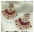 VeroniQ Trends-Traditional Colour Beads And Kundan Polki Earrings Polki-Gold Plated-Wedding Jewelry-Punjabi Jewelry-South Indian-Thappa Jewelry