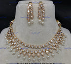 VeroniQ Trends-Double Line Beads And Kundan Polki Necklace Polki-Gold Plated-Wedding Jewelry-Punjabi Jewelry-South Indian-Thappa Jewelry