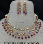 VeroniQ Trends-Double Line Beads And Kundan Polki Necklace Polki-Gold Plated-Wedding Jewelry-Punjabi Jewelry-South Indian-Thappa Jewelry