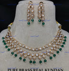VeroniQ Trends-Double Line Beads And Kundan Polki Necklace Polki-Gold Plated-Wedding Jewelry-Punjabi Jewelry-South Indian-Thappa Jewelry