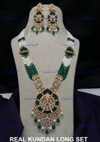 VeroniQ Trends-Multistrand Gold Plated Kundan Polki Long Rani Haar Necklace Polki-Gold Plated-Wedding Jewelry-Punjabi Jewelry-South Indian-Thappa Jewelry