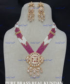 VeroniQ Trends-Traditional Multistrand Kundan Gold Plated Polki Long Necklace Polki-Gold Plated-Wedding Jewelry-Punjabi Jewelry-South Indian-Thappa Jewelry