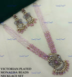 VeroniQ Trends-Victorian Multistrand Monalisa Beads Kundan Polki Long Necklace With Elephant Motif Polki-Gold Plated-Wedding Jewelry-Punjabi Jewelry-South Indian-Thappa Jewelry