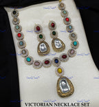 VeroniQ Trends-Victorian Single Line Kundan Polki Necklace Polki-Gold Plated-Wedding Jewelry-Punjabi Jewelry-South Indian-Thappa Jewelry