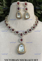 VeroniQ Trends-Victorian Single Line Kundan Polki Necklace Polki-Gold Plated-Wedding Jewelry-Punjabi Jewelry-South Indian-Thappa Jewelry
