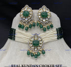 VeroniQ Trends-Victorian Multistrand Colored Stone Kundan Polki Choker Necklace Polki-Gold Plated-Wedding Jewelry-Punjabi Jewelry-South Indian-Thappa Jewelry