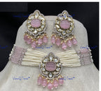 VeroniQ Trends-Victorian Multistrand Colored Stone Kundan Polki Choker Necklace Polki-Gold Plated-Wedding Jewelry-Punjabi Jewelry-South Indian-Thappa Jewelry