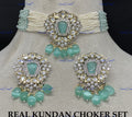 VeroniQ Trends-Victorian Multistrand Colored Stone And Beaded Kundan Polki Choker Necklace Polki-Gold Plated-Wedding Jewellery-Punjabi Jewellery-South Indian-Thappa Jewellery