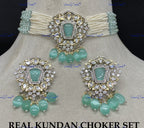 VeroniQ Trends-Victorian Multistrand Colored Stone And Beaded Kundan Polki Choker Necklace Polki-Gold Plated-Wedding Jewelry-Punjabi Jewelry-South Indian-Thappa Jewelry