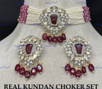 VeroniQ Trends-Victorian Multistrand Colored Stone And Beaded Kundan Polki Choker Necklace Polki-Gold Plated-Wedding Jewelry-Punjabi Jewelry-South Indian-Thappa Jewelry