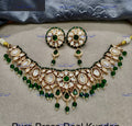VeroniQ Trends-Traditional Kundan Polki Necklace With Earrings And Maang Tika Polki-Gold Plated-Wedding Jewellery-Punjabi Jewellery-South Indian-Thappa Jewellery