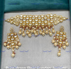 VeroniQ Trends-Rajwadi Style Kundan Polki Choker Necklace Polki-Gold Plated-Wedding Jewelry-Punjabi Jewelry-South Indian-Thappa Jewelry