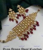 VeroniQ Trends-Rajwadi Style Kundan Polki Choker Necklace Polki-Gold Plated-Wedding Jewelry-Punjabi Jewelry-South Indian-Thappa Jewelry