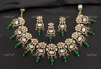 VeroniQ Trends-Traditional Gold Plated Kundan Polki Necklace With Beads Polki-Gold Plated-Wedding Jewelry-Punjabi Jewelry-South Indian-Thappa Jewelry