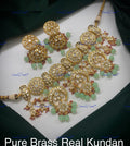 VeroniQ Trends-Mint Green Chandbali Kundan Polki Choker Necklace Polki-Gold Plated-Wedding Jewellery-Punjabi Jewellery-South Indian-Thappa Jewellery